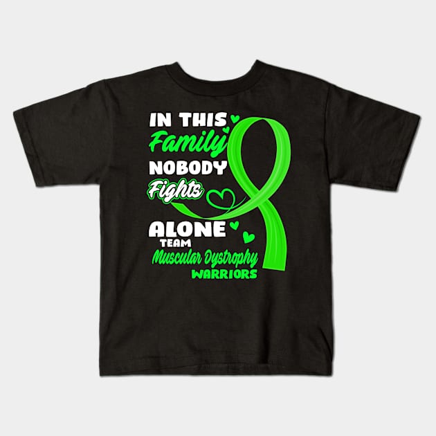 In This Family Nobody Fights Alone Team Muscular Dystrophy Warriors Kids T-Shirt by ThePassion99